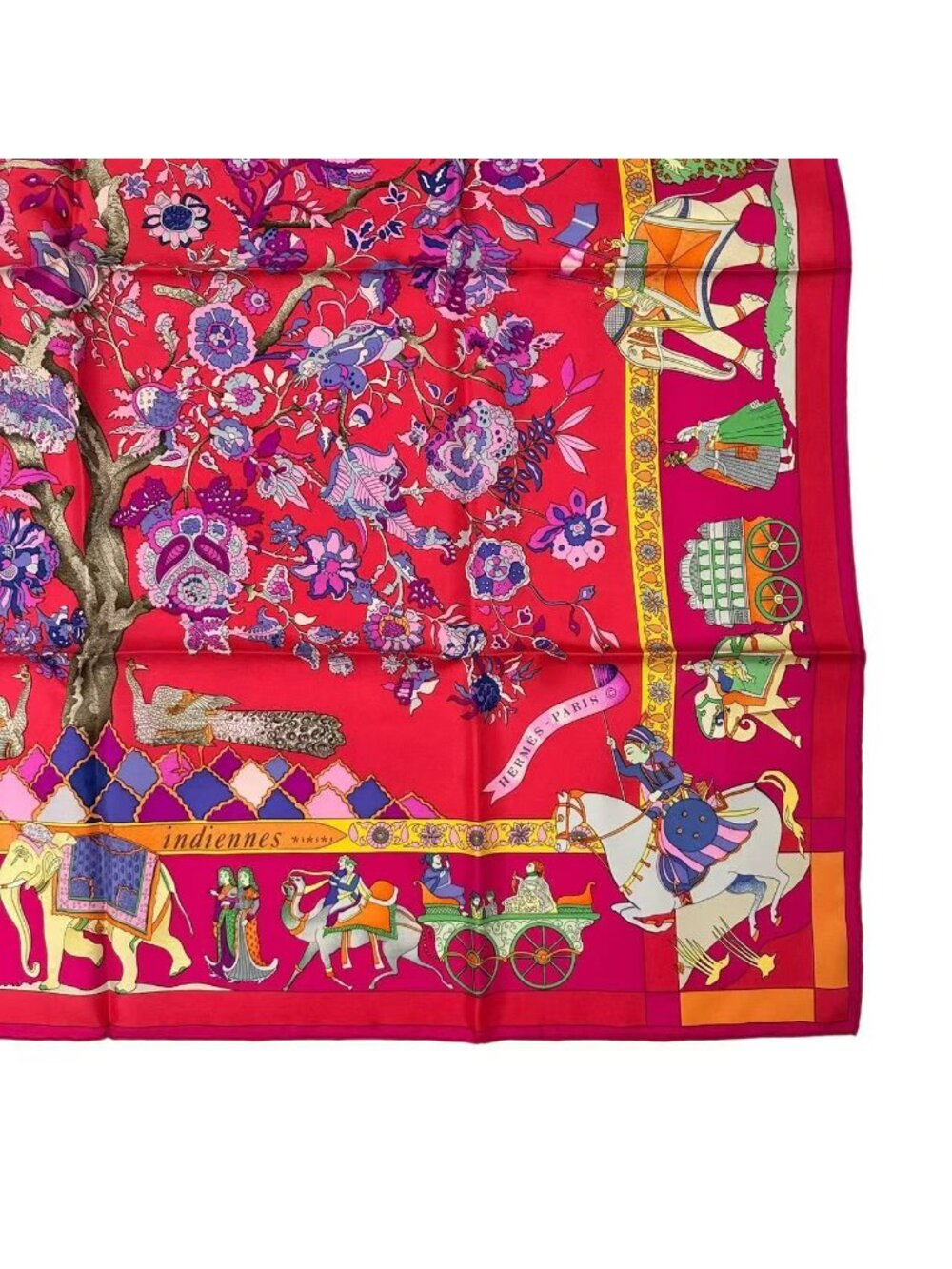Hermes Scarf Silk Fantaisies Indiennes Dazzling India Pink - Picture 5 of 7